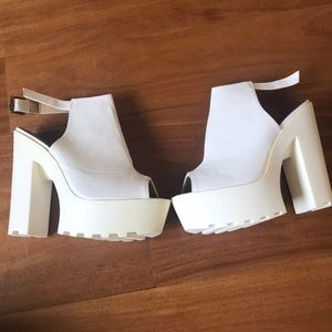 Public desire white chunky heels
